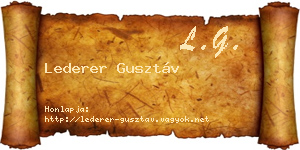 Lederer Gusztáv névjegykártya